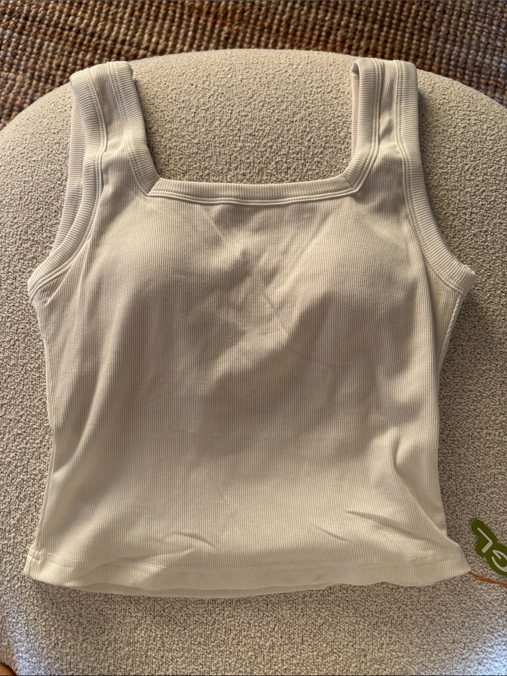 Ribbed Square Neck Tank Top - Cream